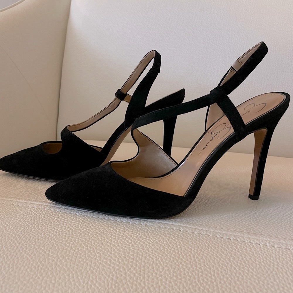 Jessica Simpson black suede sexy heel 8.5